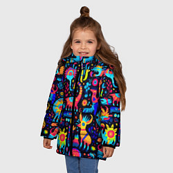 Куртка зимняя для девочки Космические веселые монстрики, цвет: 3D-черный — фото 2