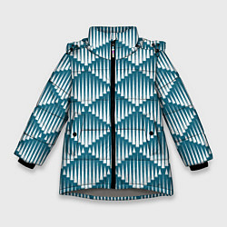 Куртка зимняя для девочки Большие синие вдавленные ромбы, цвет: 3D-светло-серый