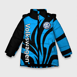 Куртка зимняя для девочки Фольцваген - спокойный синий, цвет: 3D-черный