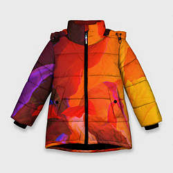 Куртка зимняя для девочки Красно-оранжевый паттерн, цвет: 3D-черный