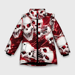 Куртка зимняя для девочки Черепа киберпанк, цвет: 3D-черный
