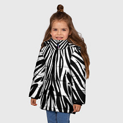 Куртка зимняя для девочки Черная абстракция зебра, цвет: 3D-светло-серый — фото 2