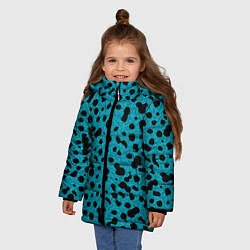 Куртка зимняя для девочки Пятнистый паттерн чёрно-голубой, цвет: 3D-черный — фото 2