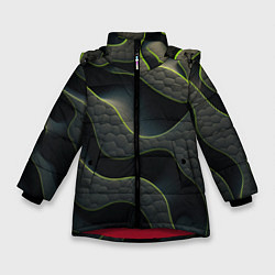 Куртка зимняя для девочки Объемная темная текстура, цвет: 3D-красный