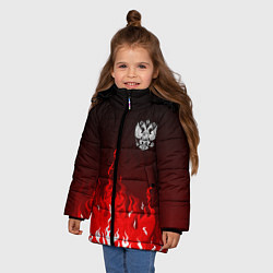 Куртка зимняя для девочки Герб РФ - красное пламя, цвет: 3D-красный — фото 2