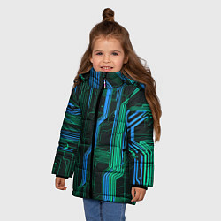 Куртка зимняя для девочки Кибер схемы синие, цвет: 3D-красный — фото 2