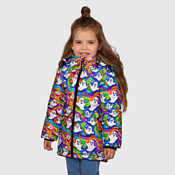 Куртка зимняя для девочки Веселые привидения на красочном фоне, цвет: 3D-черный — фото 2