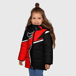 Куртка зимняя для девочки Fox мотокросс - красный, цвет: 3D-черный — фото 2