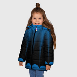 Куртка зимняя для девочки Сине-черный градиент в полоску, цвет: 3D-черный — фото 2