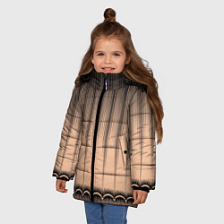 Куртка зимняя для девочки Персиковый полосатый градиент, цвет: 3D-черный — фото 2