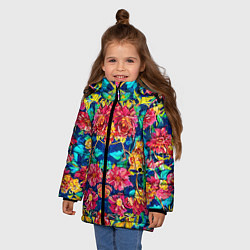 Куртка зимняя для девочки Зеркальный цветочный паттерн - мода, цвет: 3D-светло-серый — фото 2