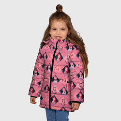 Куртка зимняя для девочки Розовая клеточка black pink, цвет: 3D-светло-серый — фото 2