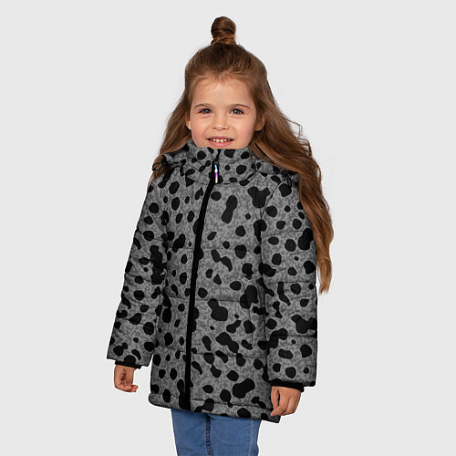 Зимняя куртка для девочки Пятнистый чёрно-серый / 3D-Черный – фото 3