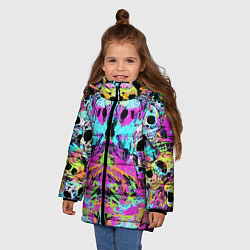 Куртка зимняя для девочки Зеркальный паттерн из черепов - поп-арт, цвет: 3D-красный — фото 2