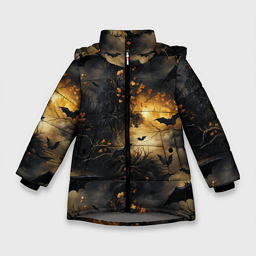 Зимняя куртка для девочки Ночная мышь / 3D-Светло-серый – фото 1