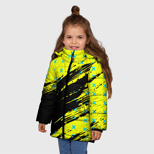Зимняя куртка для девочки Гранж в стиле аниме Киберпанк / 3D-Черный – фото 3