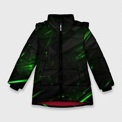 Зимняя куртка для девочки Dark black green abstract