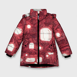 Зимняя куртка для девочки Красные Кибер схемы неон