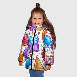Куртка зимняя для девочки Вечеринка, цвет: 3D-черный — фото 2