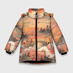 Куртка зимняя для девочки Japen pattern, цвет: 3D-черный