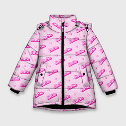 Куртка зимняя для девочки Паттерн - Барби и сердечки, цвет: 3D-черный