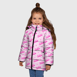 Куртка зимняя для девочки Паттерн - Барби и сердечки, цвет: 3D-светло-серый — фото 2
