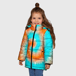 Куртка зимняя для девочки Тай-дай апельсин, цвет: 3D-черный — фото 2