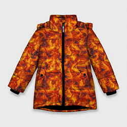 Куртка зимняя для девочки Огненный узор, цвет: 3D-черный