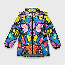 Зимняя куртка для девочки Зеркальный паттерн из бабочек - мода