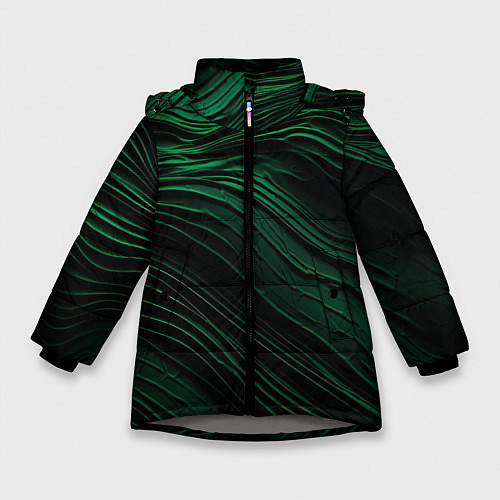 Зимняя куртка для девочки Dark green texture / 3D-Светло-серый – фото 1