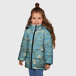 Куртка зимняя для девочки Цветущие ветки миндаля - картина ван Гога, цвет: 3D-светло-серый — фото 2