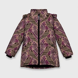 Куртка зимняя для девочки Сокол в стиле модерн - паттерн, цвет: 3D-черный