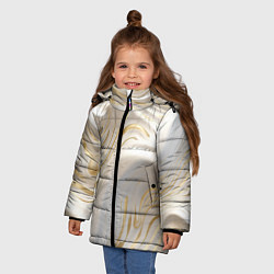 Куртка зимняя для девочки Бежевая абстракция, цвет: 3D-светло-серый — фото 2