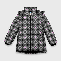 Зимняя куртка для девочки Серо - розовый геометрический узор