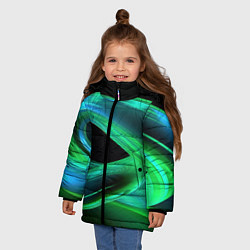 Куртка зимняя для девочки Green lines abstract, цвет: 3D-светло-серый — фото 2