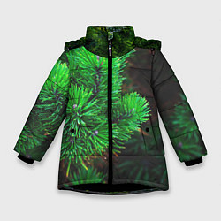 Куртка зимняя для девочки Зелёный лес России, цвет: 3D-черный
