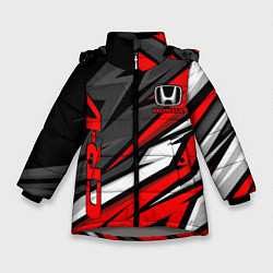 Куртка зимняя для девочки Honda - CR-V - геометрия, цвет: 3D-светло-серый