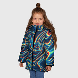 Куртка зимняя для девочки Abstract waves, цвет: 3D-красный — фото 2