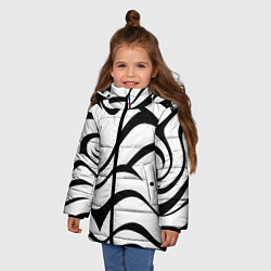 Куртка зимняя для девочки Анималистическая абстракция зебры, цвет: 3D-черный — фото 2
