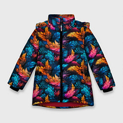 Зимняя куртка для девочки Фантастические листья растений узор