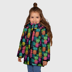 Куртка зимняя для девочки Разноцветные ананасы паттерн, цвет: 3D-светло-серый — фото 2