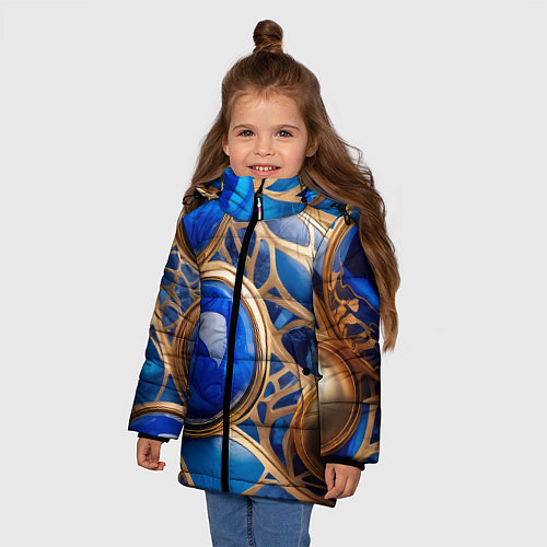 Зимняя куртка для девочки Лазуритовый флюид / 3D-Черный – фото 3