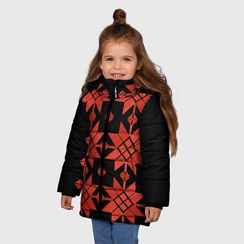 Зимняя куртка для девочки Удмуртский - вертикаль black / 3D-Черный – фото 3