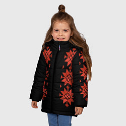 Куртка зимняя для девочки Удмуртский - вертикаль black 2, цвет: 3D-красный — фото 2