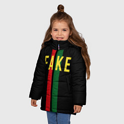 Куртка зимняя для девочки Fake зелёная и красная полосы, цвет: 3D-красный — фото 2