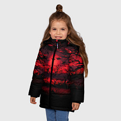 Куртка зимняя для девочки Стая ворон, цвет: 3D-красный — фото 2