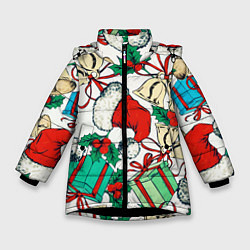 Зимняя куртка для девочки Узор с новогодними падарками
