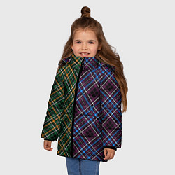 Куртка зимняя для девочки Паттерн клетка ромбики, цвет: 3D-светло-серый — фото 2