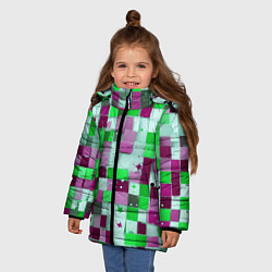 Куртка зимняя для девочки Ретро Квадраты, цвет: 3D-красный — фото 2