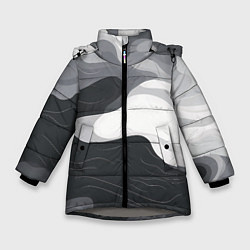 Куртка зимняя для девочки Волны монохрома, цвет: 3D-светло-серый
